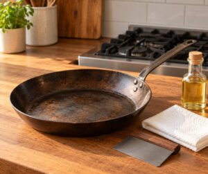 how to clean a carbon steel pan