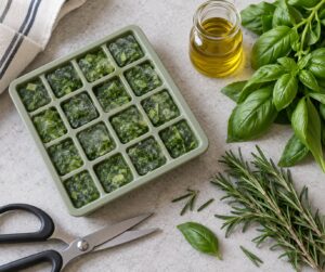 how to freeze herbs in oil