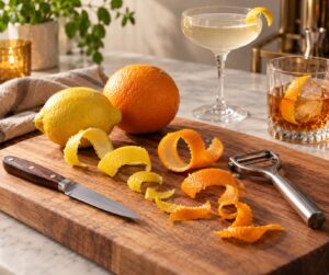 how to make a twist garnish from citrus peel
