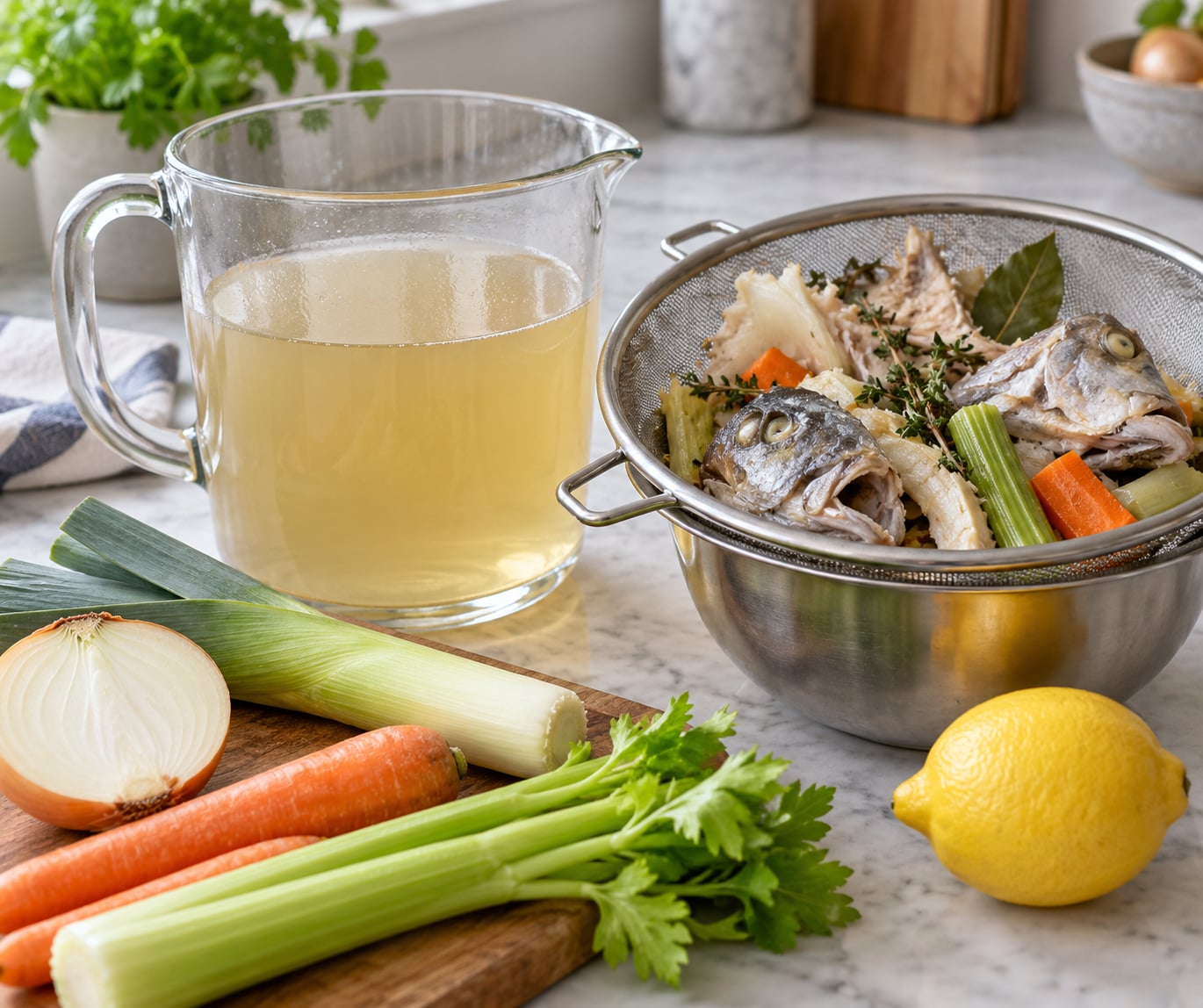 how to make fish stock from heads and bones