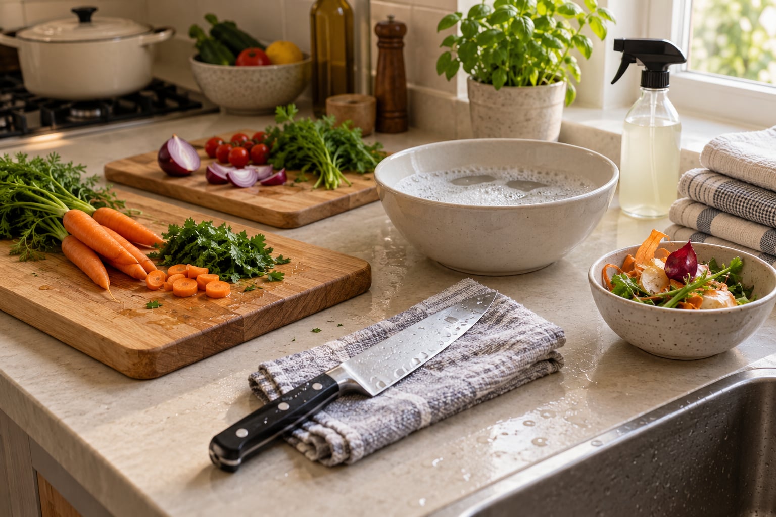 how to clean a kitchen as you cook