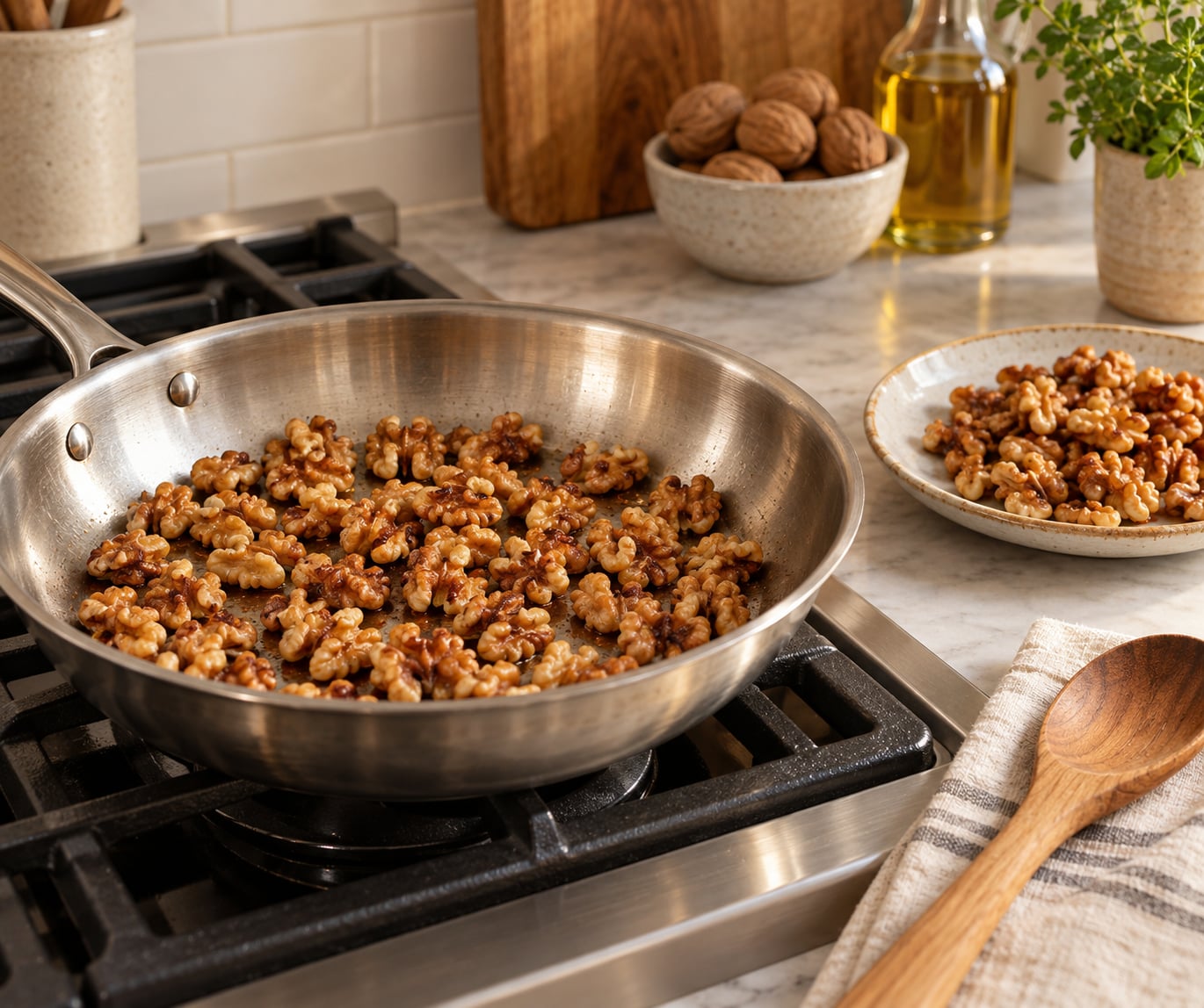 how to toast walnuts in a skillet