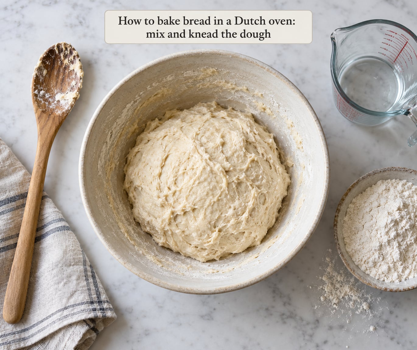 How to bake bread in a Dutch oven: mix and knead the dough