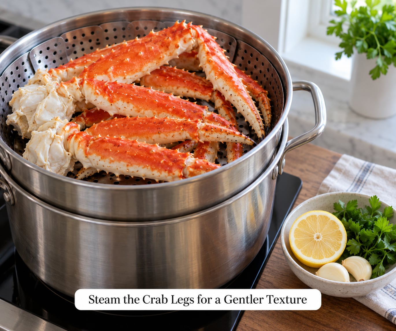 Steam the Crab Legs for a Gentler Texture