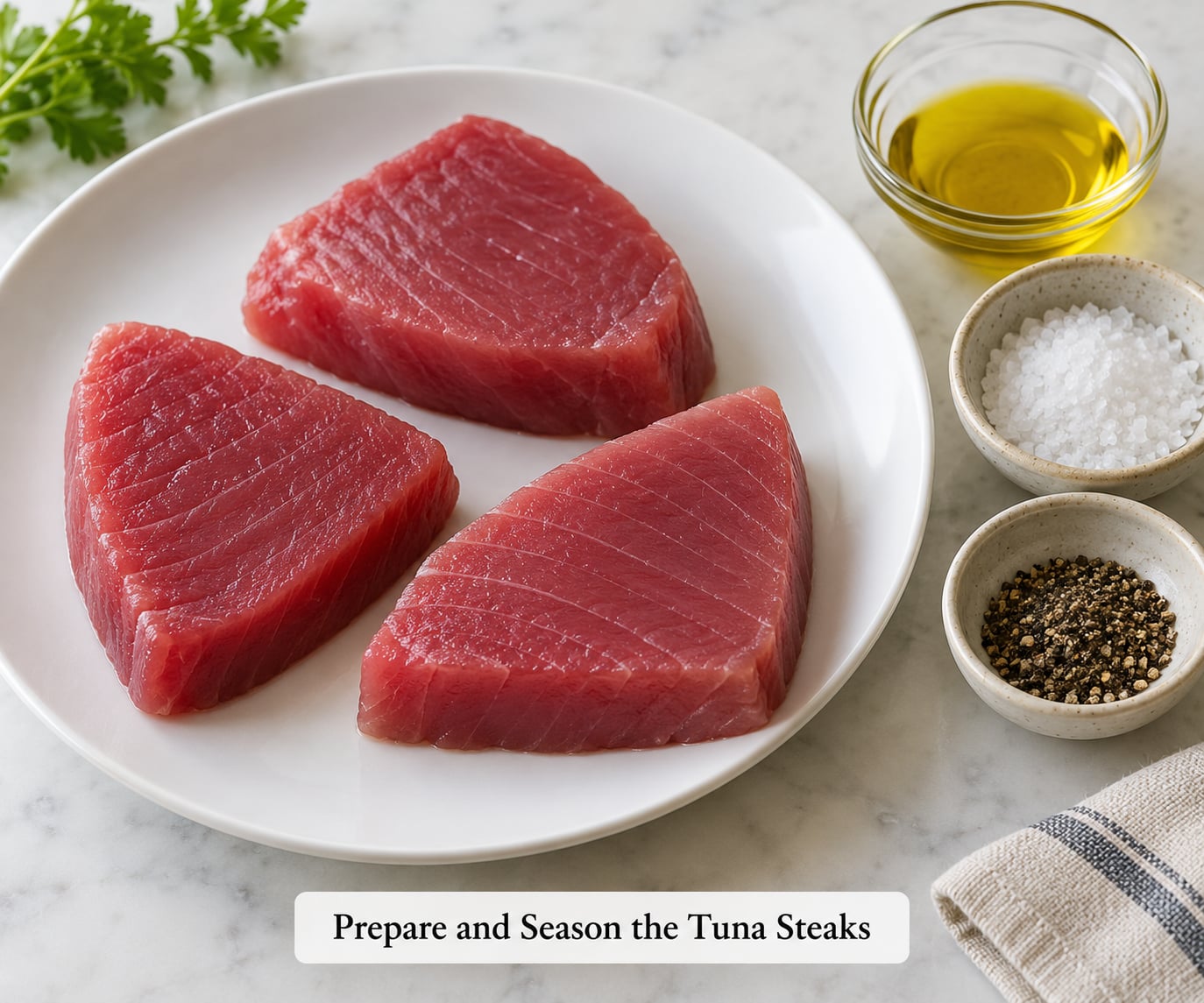 Prepare and Season the Tuna Steaks