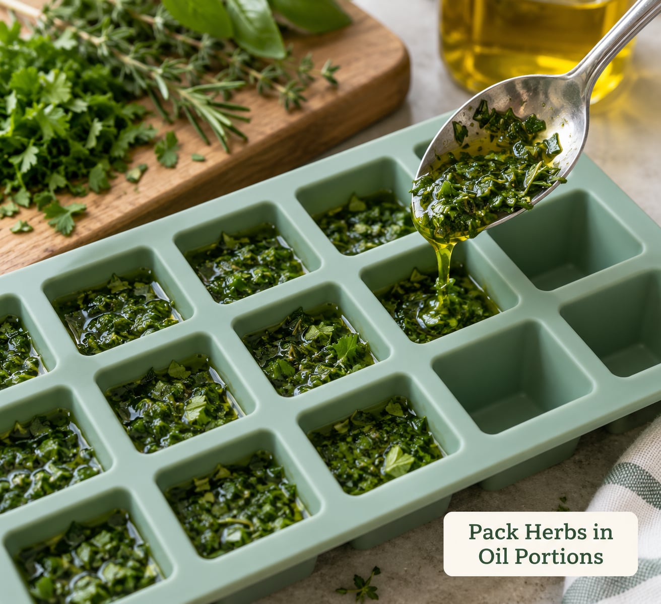 Pack Herbs in Oil Portions