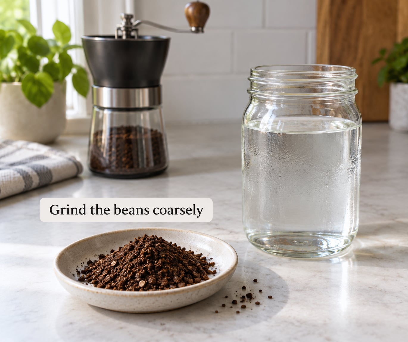 Grind the beans coarsely
