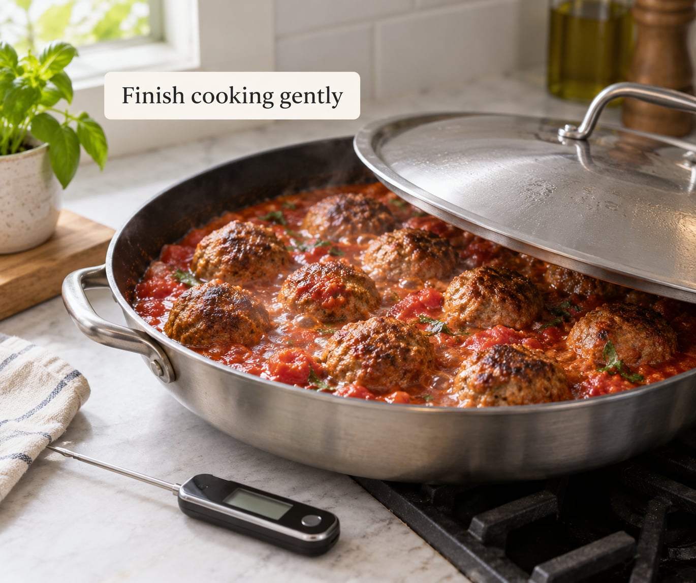 Finish cooking gently