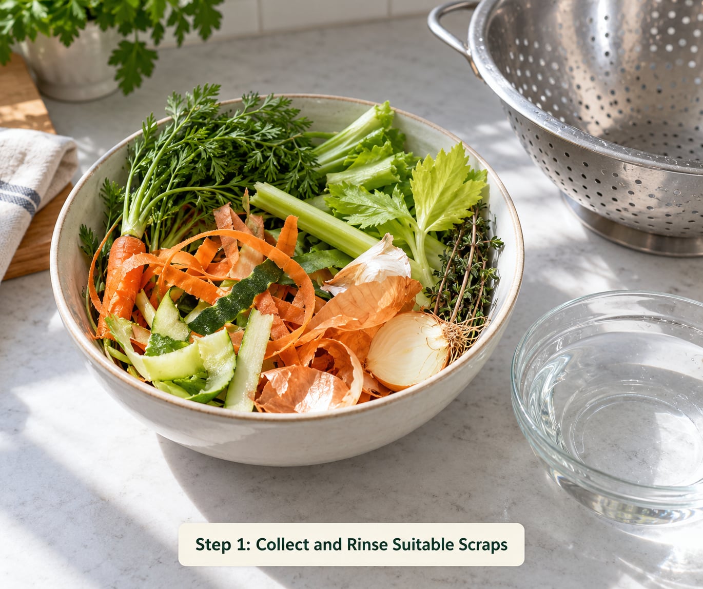 Step 1: Collect and Rinse Suitable Scraps