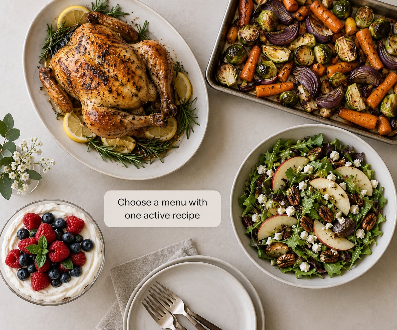 Choose a menu with one active recipe
