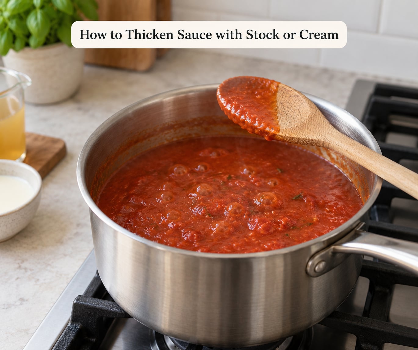 How to Thicken Sauce with Stock or Cream